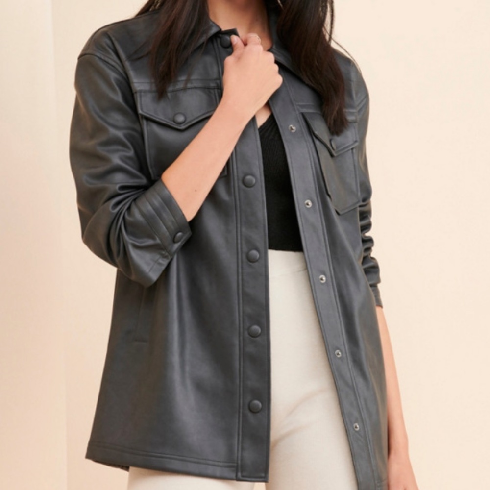 Avec Les Filles -- Vegan Leather Shirt Jacket
